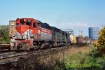 Bangor and Aroostook, BAR GP38 82-Conrail SD45 6156 -GP38-2 8027, with train ABPB-1 on the ex-Reading line at CP Burn, Allentown, Pennsylvania. October 22, 1977. 